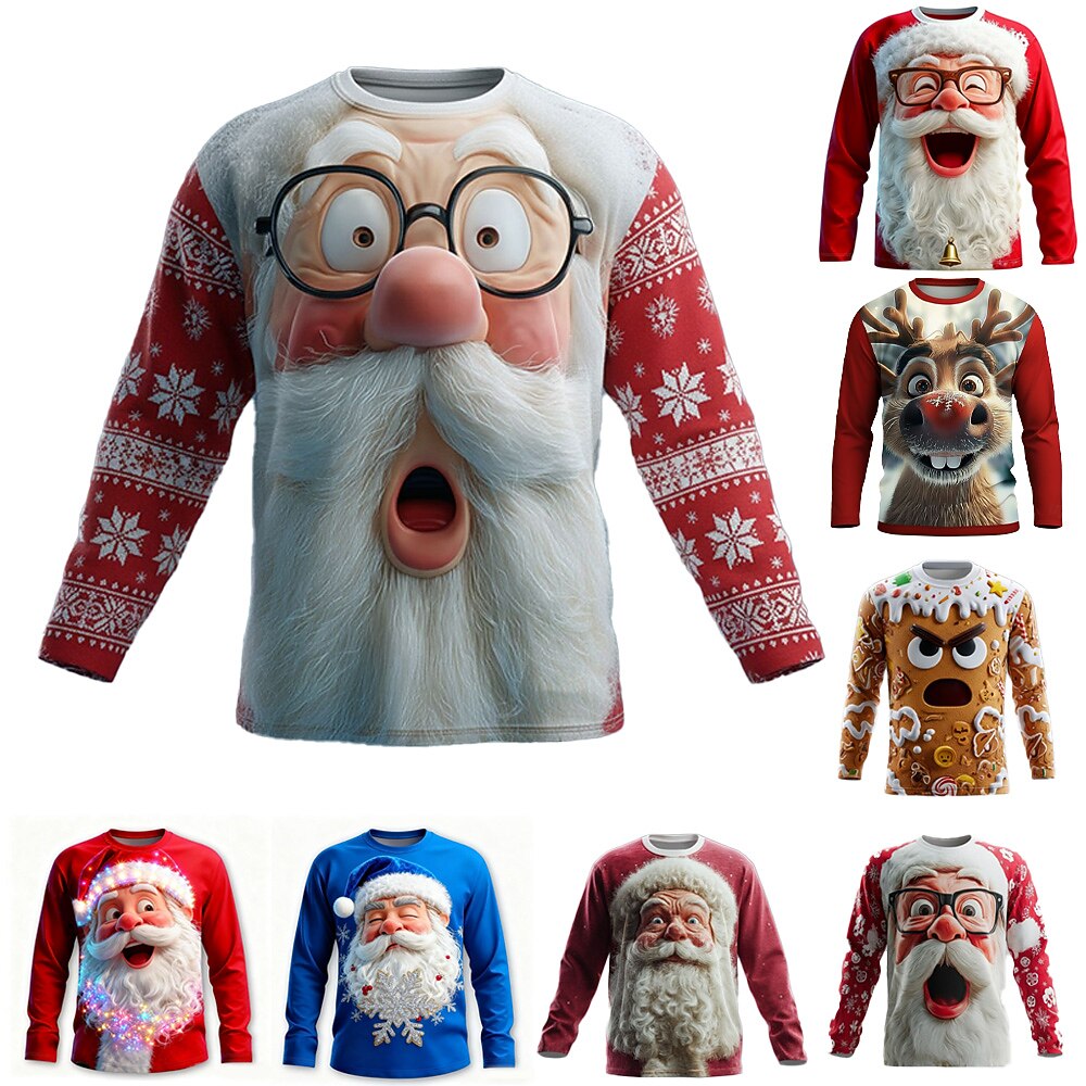 Goofy Christmas Faces Long Sleeve T-Shirt