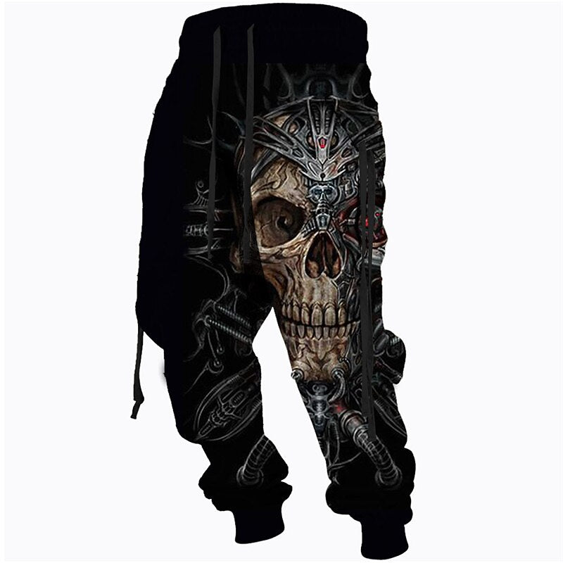 Men's Tribal Skull Print Long Pants Casual Jogger Sweatpants