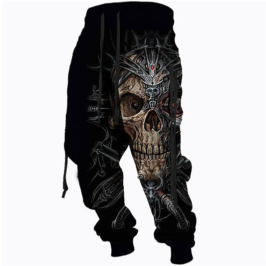 Men's Tribal Skull Print Long Pants Casual Jogger Sweatpants