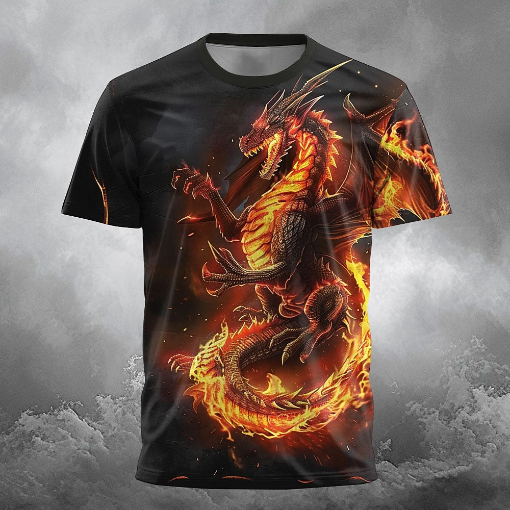 Halloween Men's Fire Dragon Graphic T-Shirt