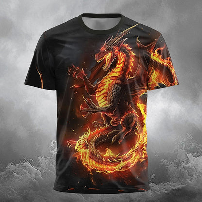 Halloween Men's Fire Dragon Graphic T-Shirt