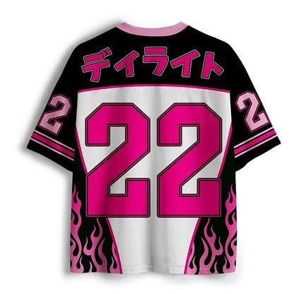 Men's Black & White Cat Number Graphic V-Neck Sports Jersey