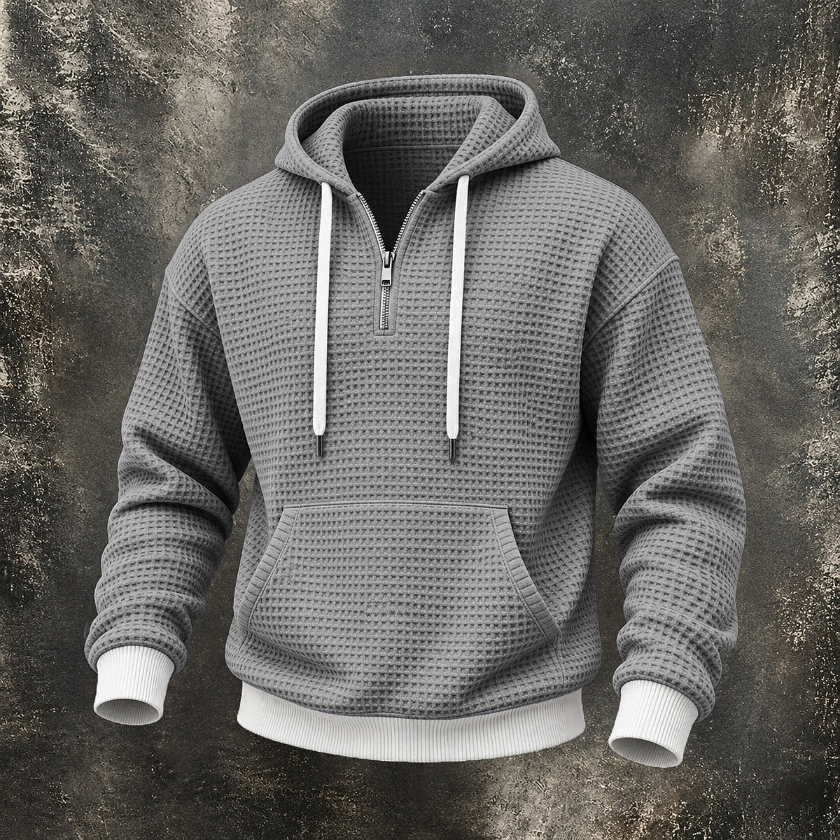 Waffle Quarter-Zip Pocket Hoodie