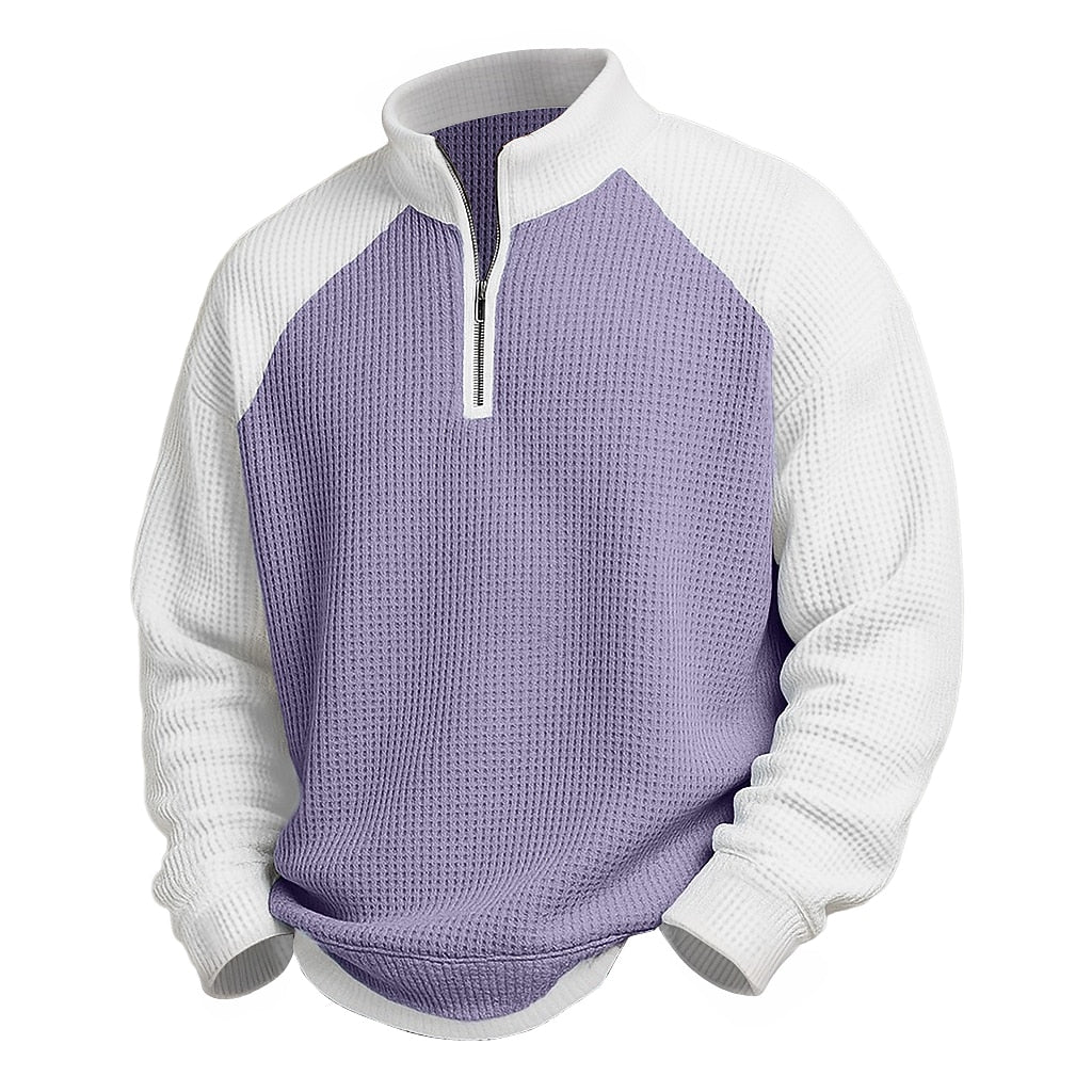 Raglan Color Block Waffle Quarter-Zip Polo