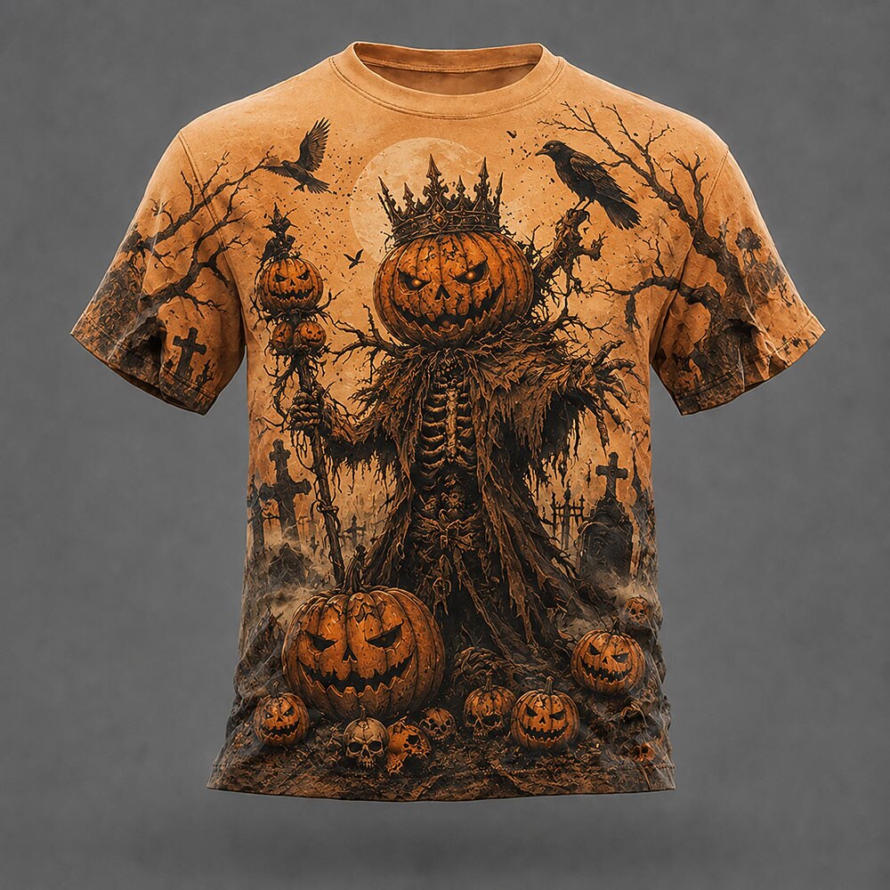 Halloween Men's Haunted Reaper Pumpkin Graphic T-Shirt