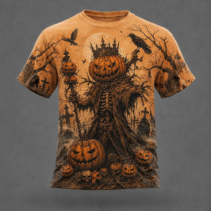 Halloween Men's Haunted Reaper Pumpkin Graphic T-Shirt