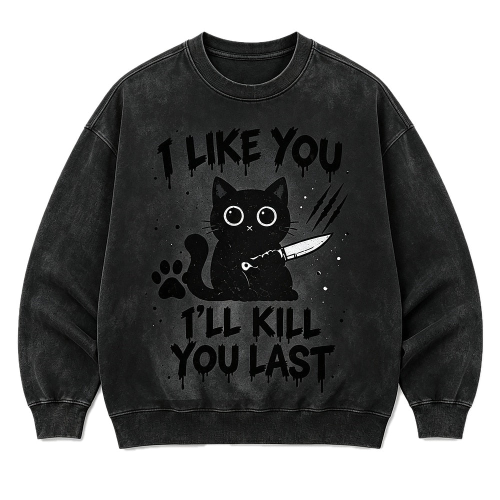 I Like You Knife Cat Crew Neck Sweatshirt