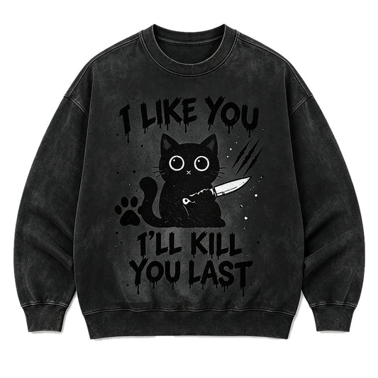 I Like You Knife Cat Crew Neck Sweatshirt