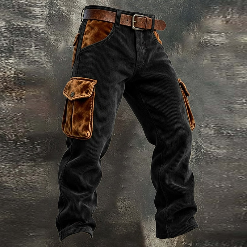 Contrast Flap Corduroy Cargo Pants