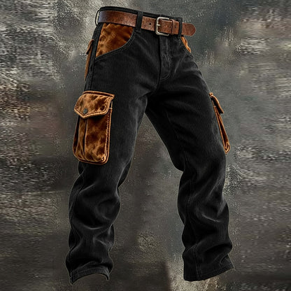 Contrast Flap Corduroy Cargo Pants