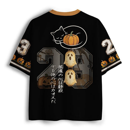 Men's Black Cat Number Graphic V-Neck Sports Jersey