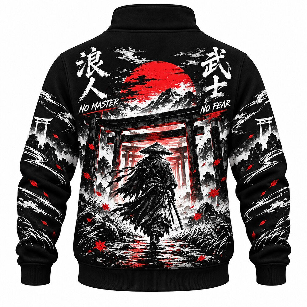 Red Sun Wandering Ronin Half-Zip Sweatshirt