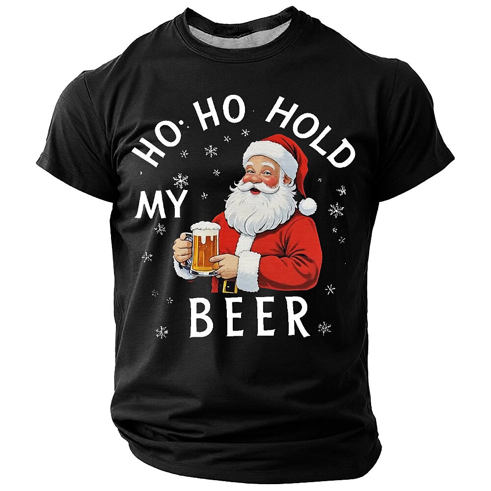 Ho Ho Hold My Beer Santa T-Shirt
