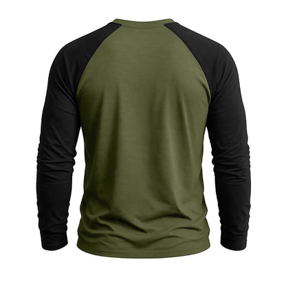 Contrast Raglan Henley Long Sleeve T-Shirt