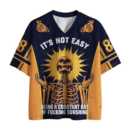 Men's Argentina Sunshine Skeleton Print Short Sleeve Soccer Jersey T-Shirt