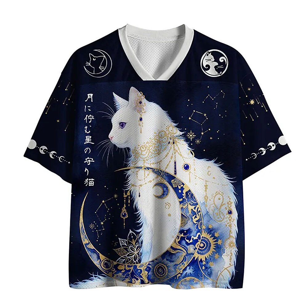 Men's Cat Graphic V-Neck Jersey