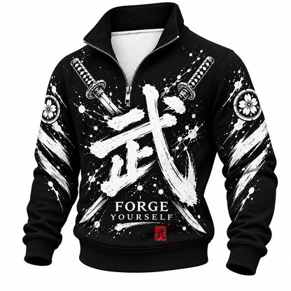 Forge Yourself Crossed Katana Half-Zip Sweatshirt