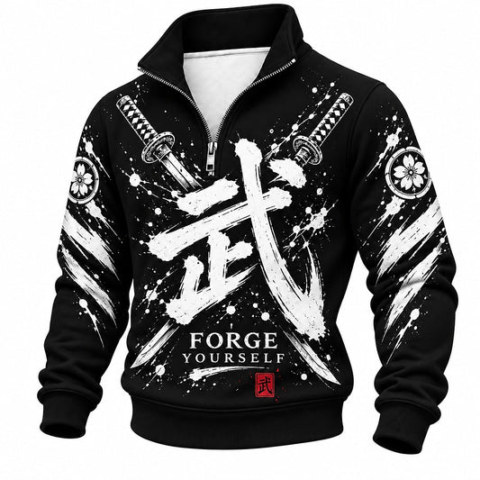 Forge Yourself Crossed Katana Half-Zip Sweatshirt