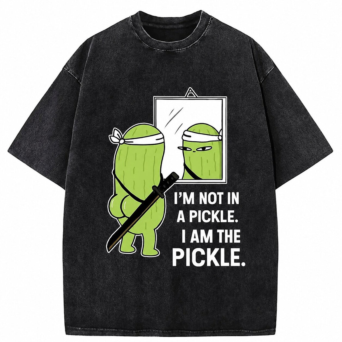 Japanese Style Pickle Katana Washed T-Shirt