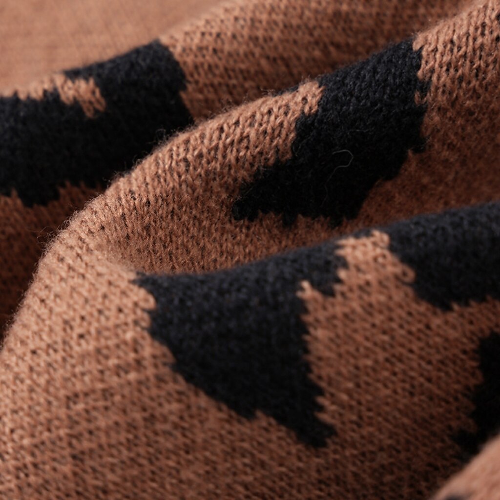 Oversized Leopard V-Neck Cardigan
