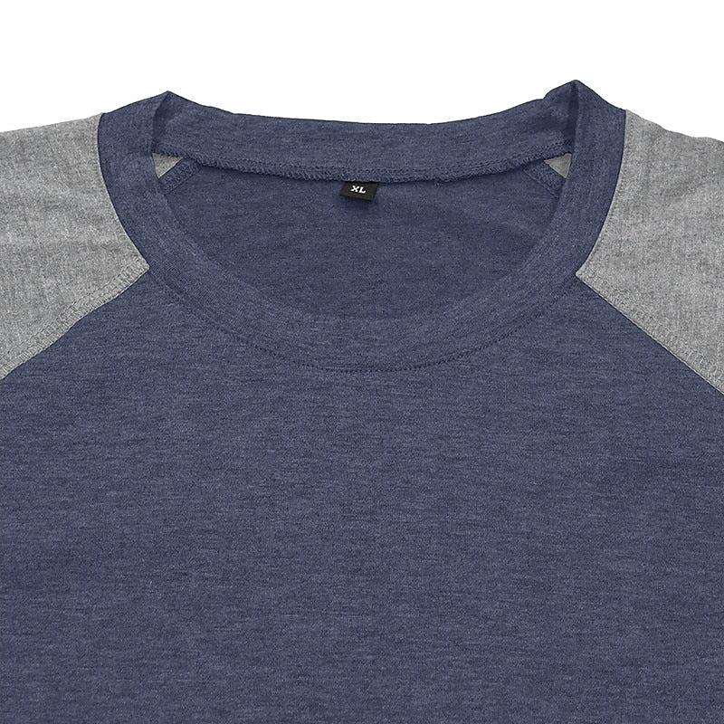 Contrast Raglan Henley Long Sleeve T-Shirt