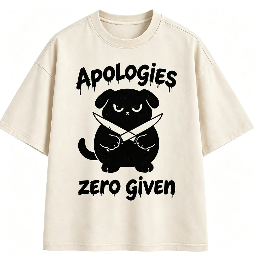 Apologies Zero Given Knife Dog Washed T-Shirt