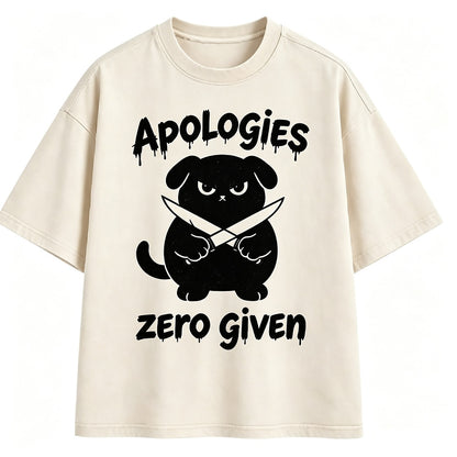 Apologies Zero Given Knife Dog Washed T-Shirt