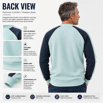 Raglan Waffle Crew Neck Sweatshirt