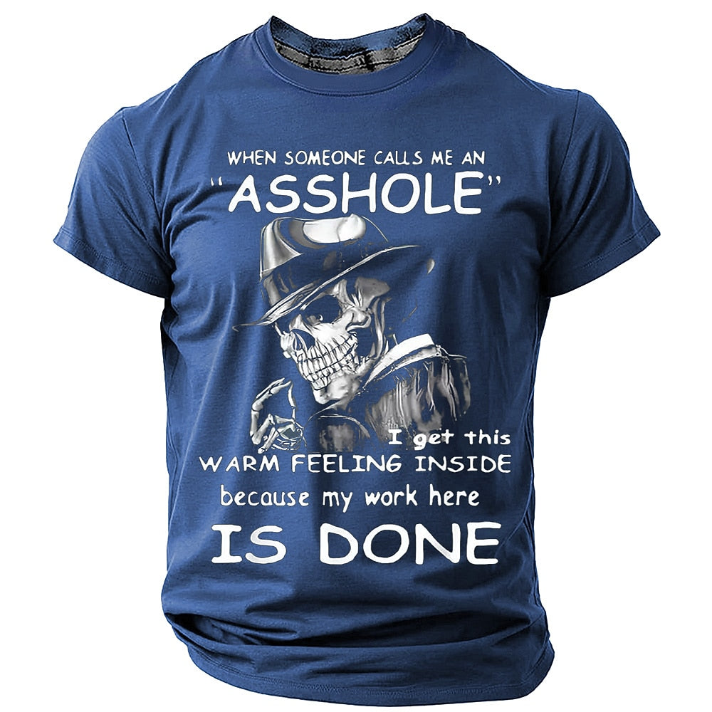 Men's Work Is Done Shark Print Short Sleeve Funny T-Shirt