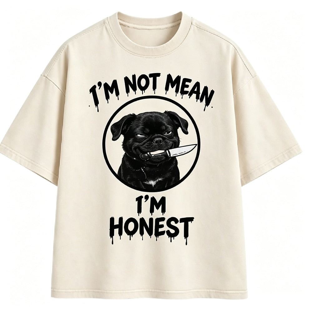 I'm Not Mean I'm Honest Knife Dog Washed T-Shirt