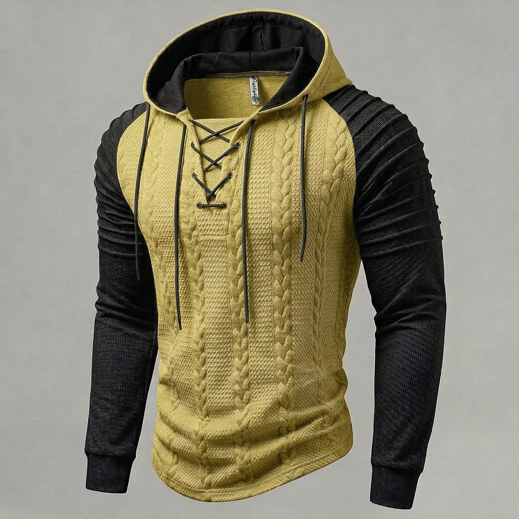 Cable Knit Lace-Up Hoodie