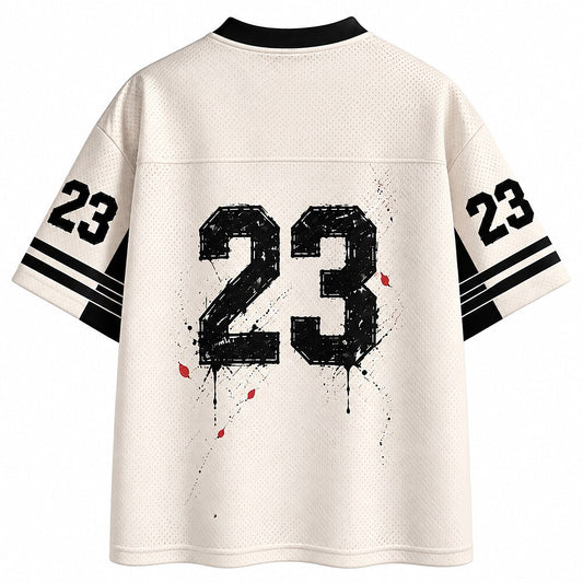 Justice Samurai Japanese Calligraphy V-Neck Mesh Jersey