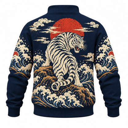 Red Sun Wave Tiger Half-Zip Sweatshirt