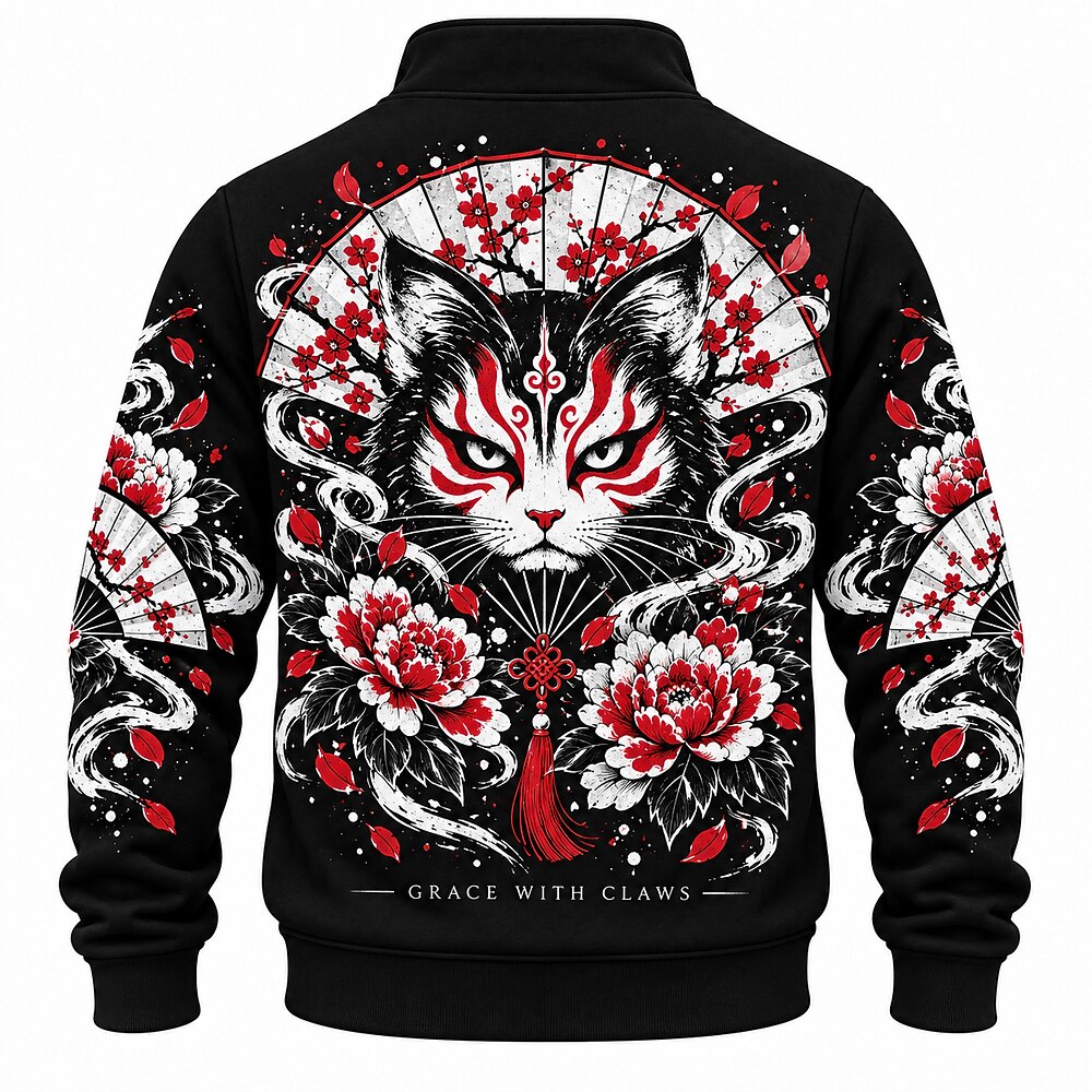 Beautiful Chaos Blossom Cat Half-Zip Sweatshirt