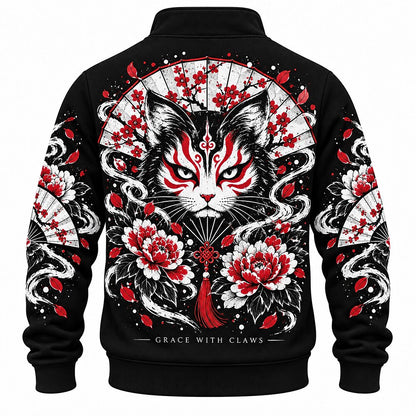 Beautiful Chaos Blossom Cat Half-Zip Sweatshirt
