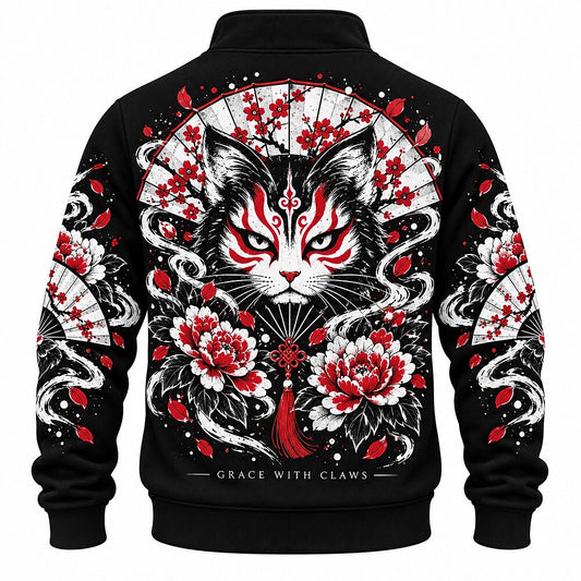Beautiful Chaos Blossom Cat Half-Zip Sweatshirt