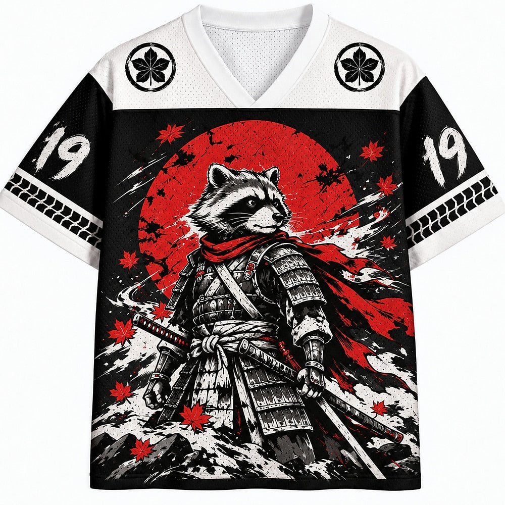 Red Sun Raccoon Samurai Mesh Jersey