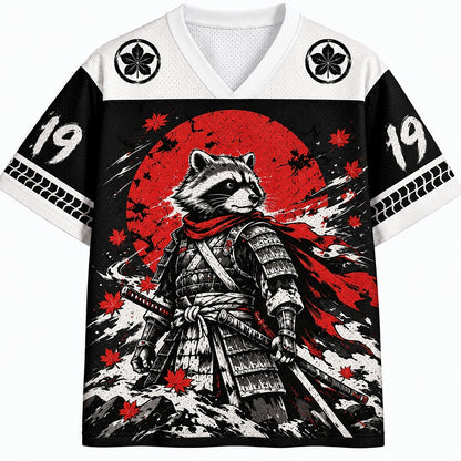 Red Sun Raccoon Samurai Mesh Jersey