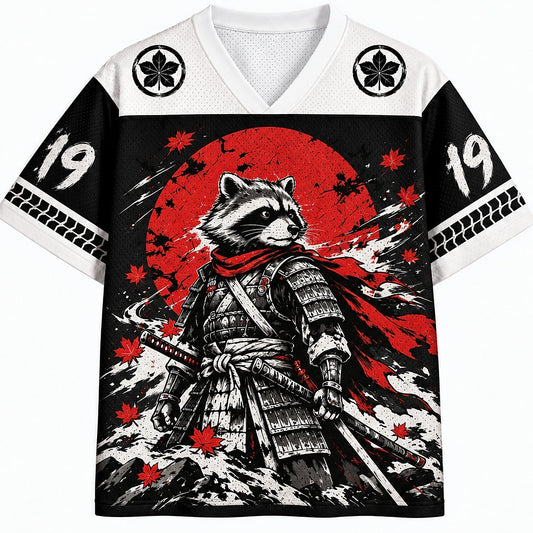 Red Sun Raccoon Samurai Mesh Jersey