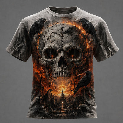 Halloween Men's Moonlit Skull Castle Graphic T-Shirt