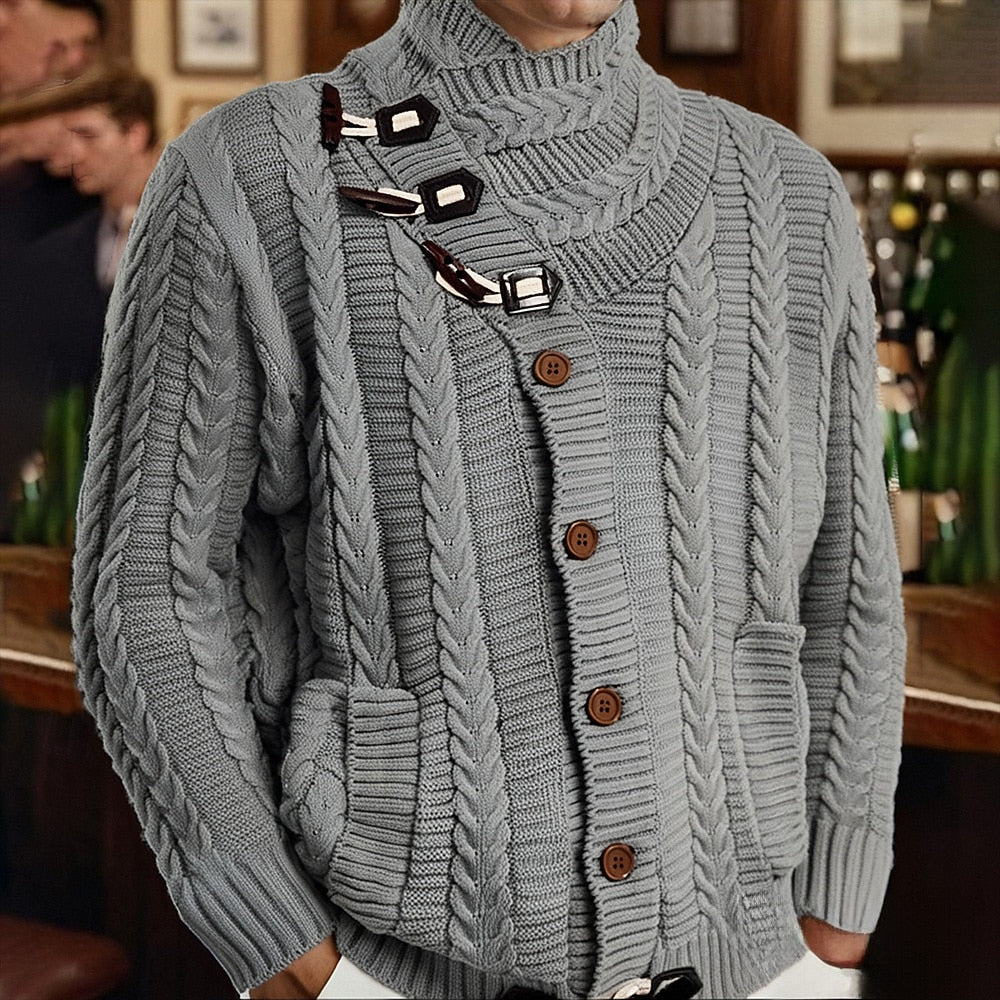 Buckle-Neck Cable Cardigan