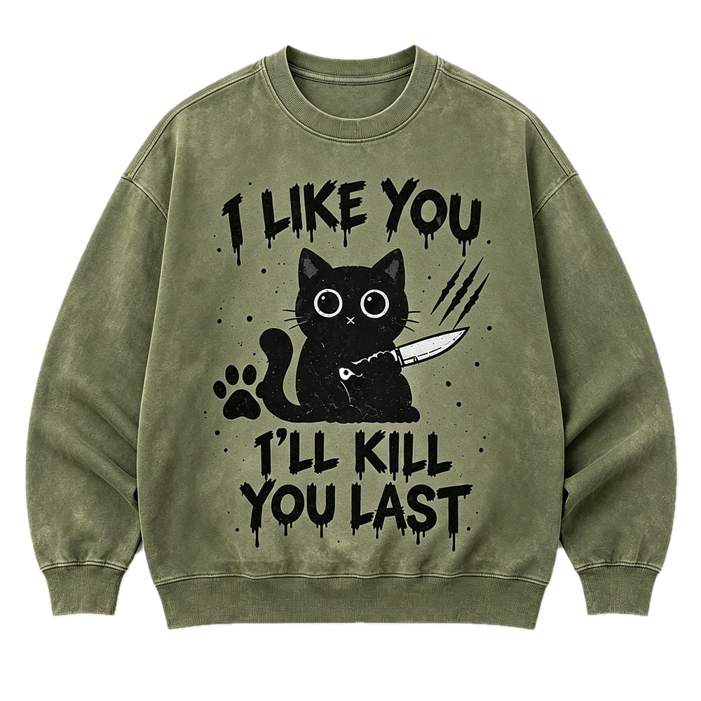 I Like You Knife Cat Crew Neck Sweatshirt