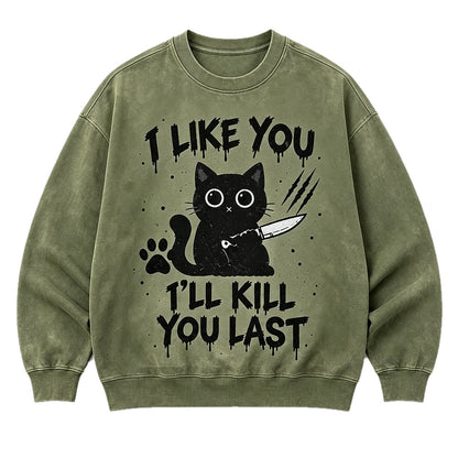 I Like You Knife Cat Crew Neck Sweatshirt
