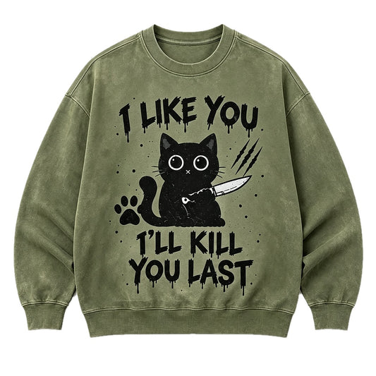 I Like You Knife Cat Crew Neck Sweatshirt
