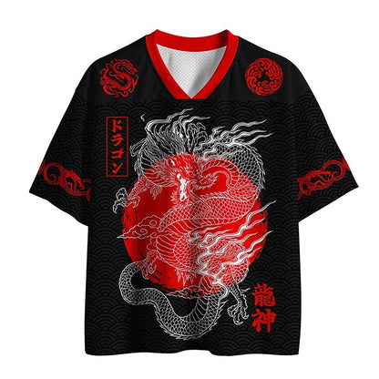 Men's Dragon Graphic V-Neck Jersey