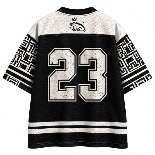 Funny Frog Riding Crocodile Chaos V-Neck Mesh Jersey