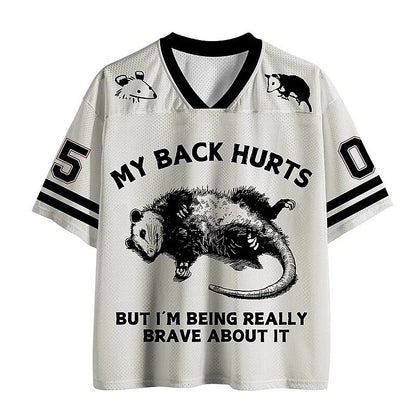 Men's White Daily Number Graphic V-Neck Sports Jersey