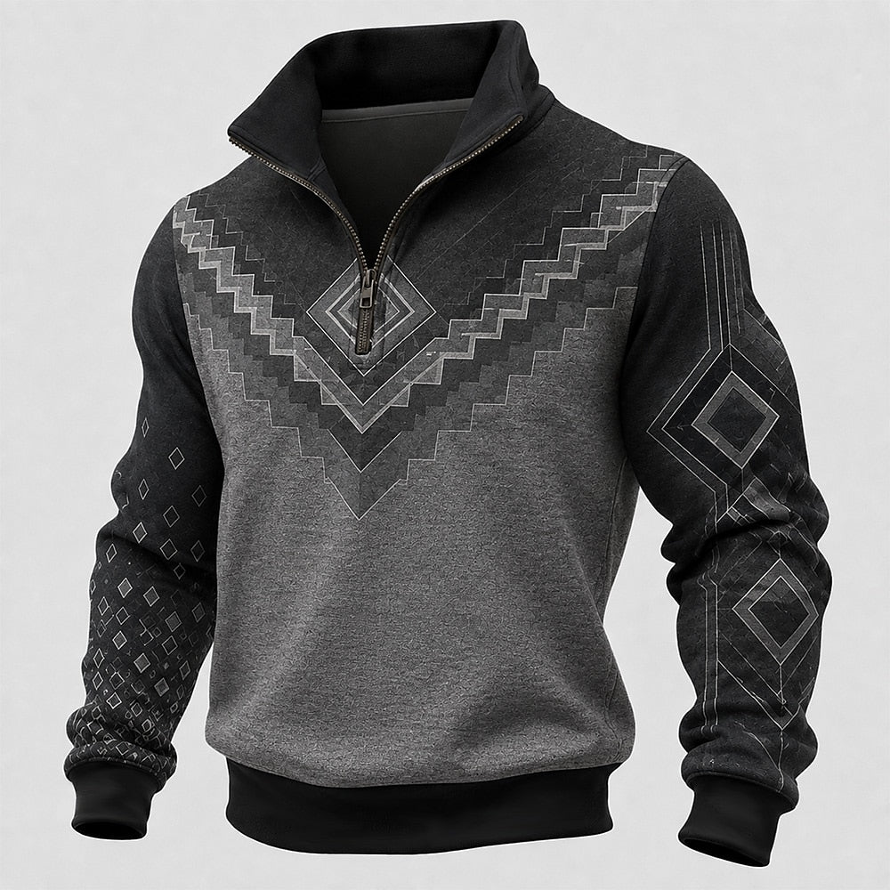 Windowpane Block Half-Zip Sweatshirt
