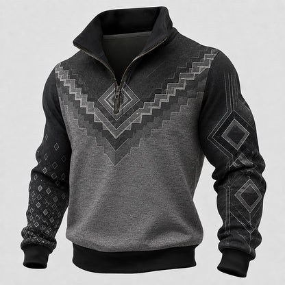 Windowpane Block Half-Zip Sweatshirt