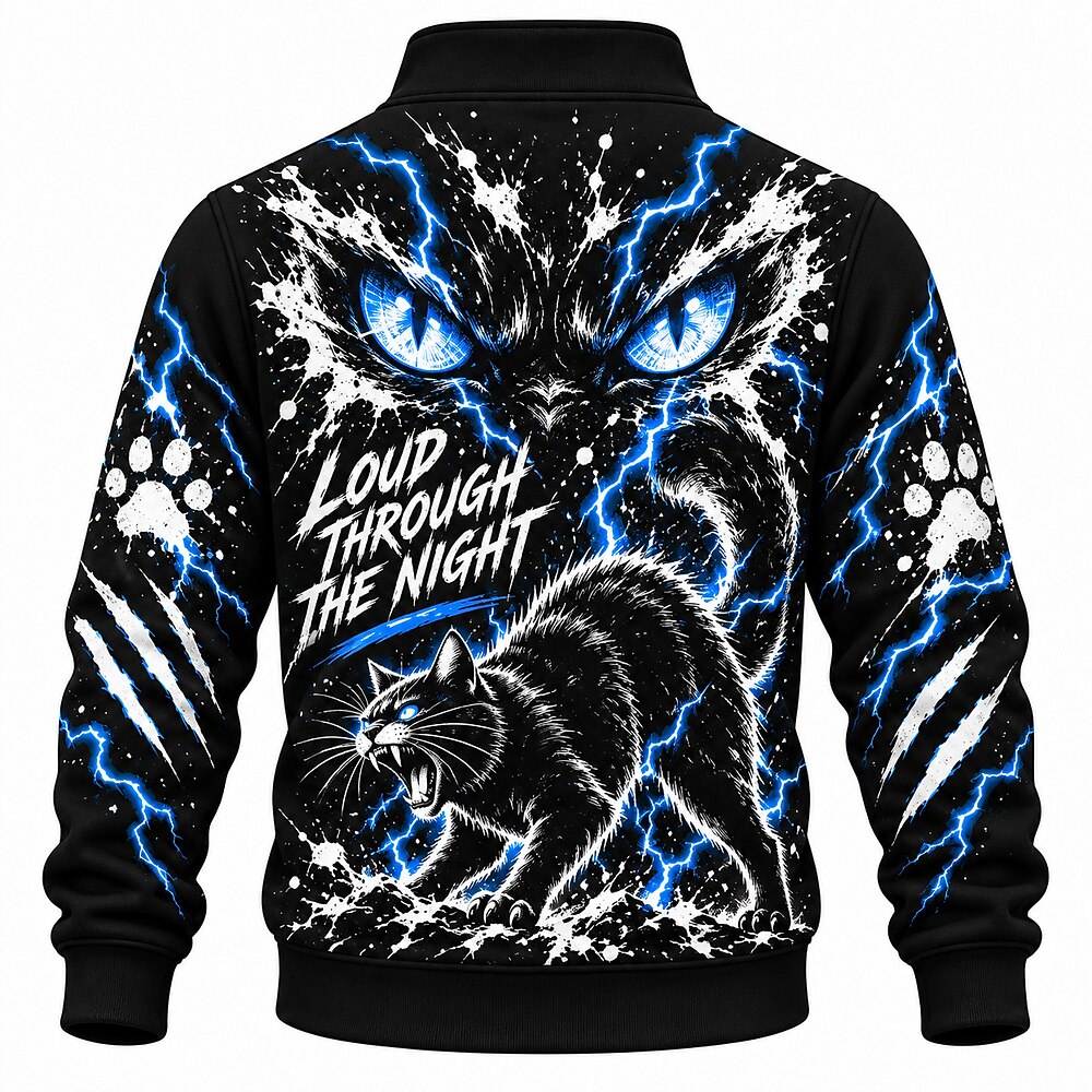 No Fear Lightning Cat Half-Zip Sweatshirt